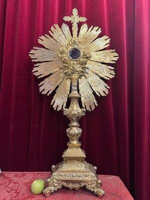 1 Baroque - Style Exceptional Large Monstrance Height : 121 Cm ! Weight: 5.15 Kgs !