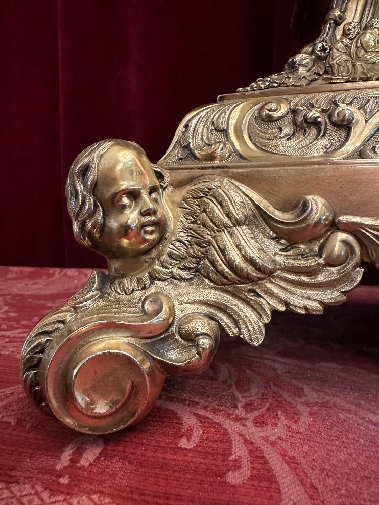 1 Baroque - Style Full Silver Exceptional Large Monstrance Height : 121 Cm ! Weight: 5.15 Kgs !