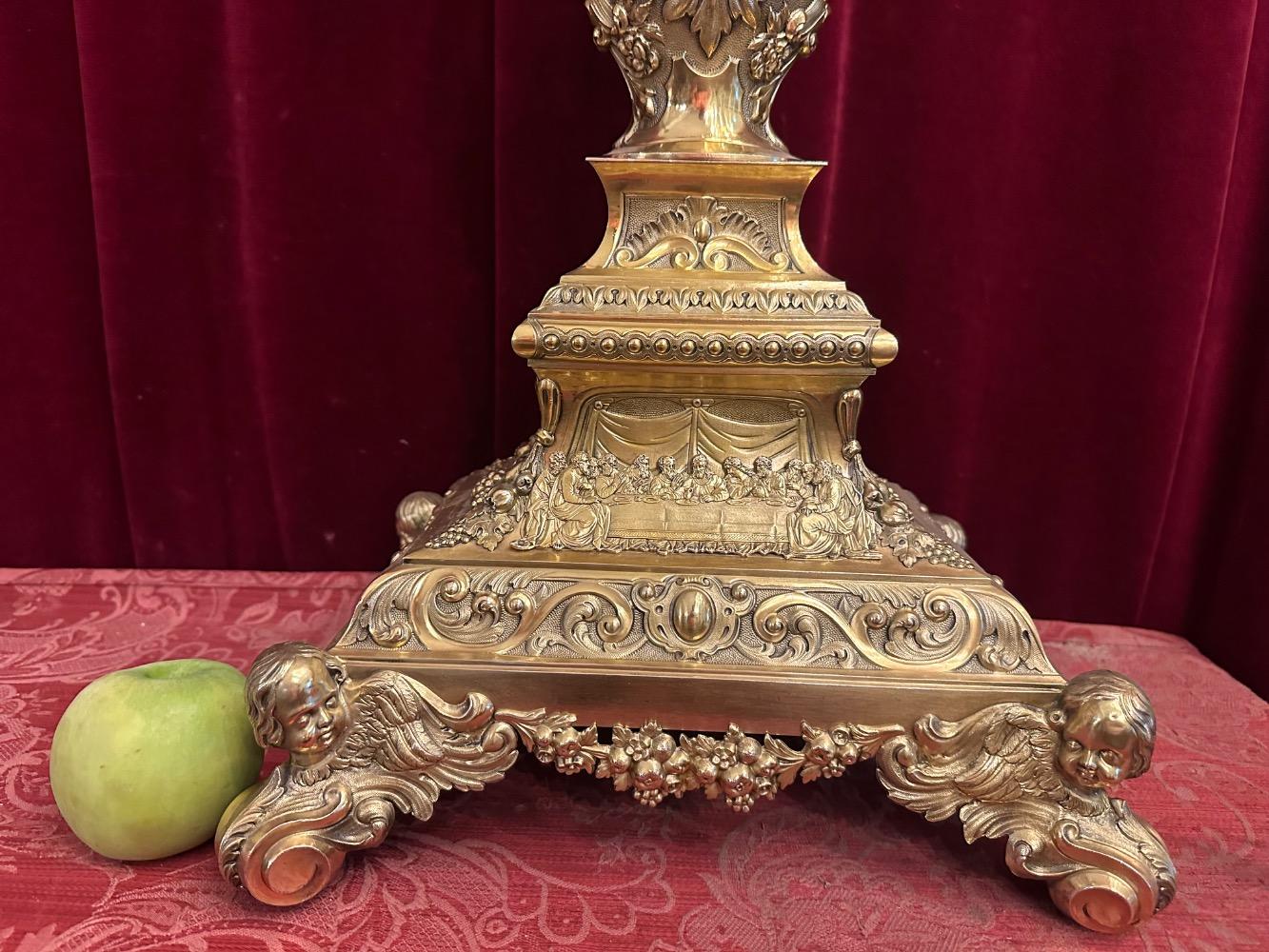 1 Baroque - Style Full Silver Exceptional Large Monstrance Height : 121 Cm ! Weight: 5.15 Kgs !