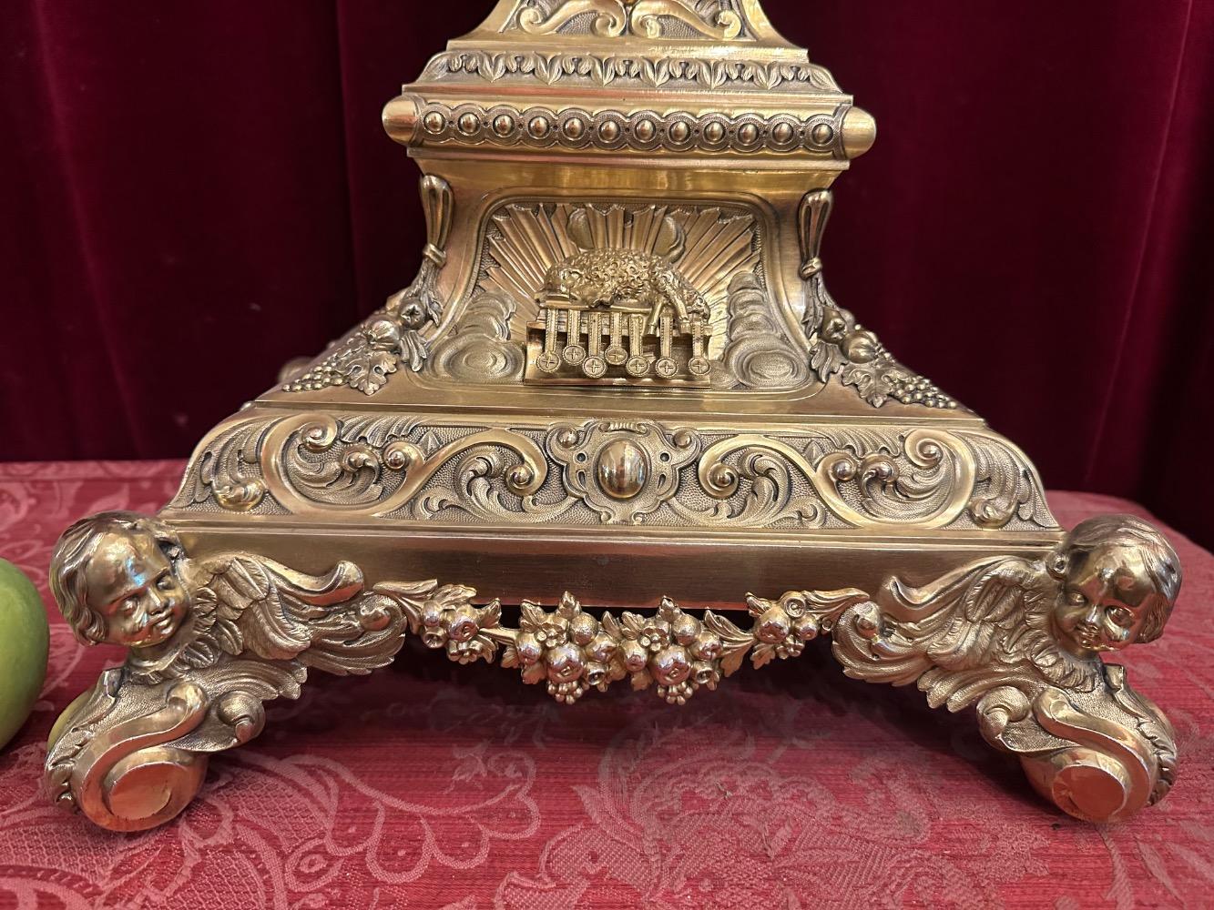 1 Baroque - Style Full Silver Exceptional Large Monstrance Height : 121 Cm ! Weight: 5.15 Kgs !