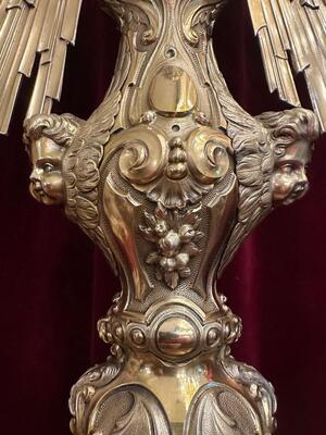 1 Baroque - Style Full Silver Exceptional Large Monstrance Height : 121 Cm ! Weight: 5.15 Kgs !