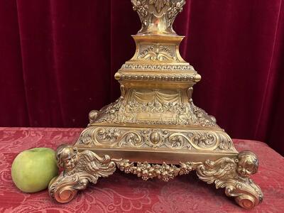 1 Baroque - Style Full Silver Exceptional Large Monstrance Height : 121 Cm ! Weight: 5.15 Kgs !