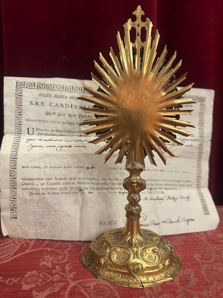 1 Baroque - Style Reliquary - Relic True Cross With Document
