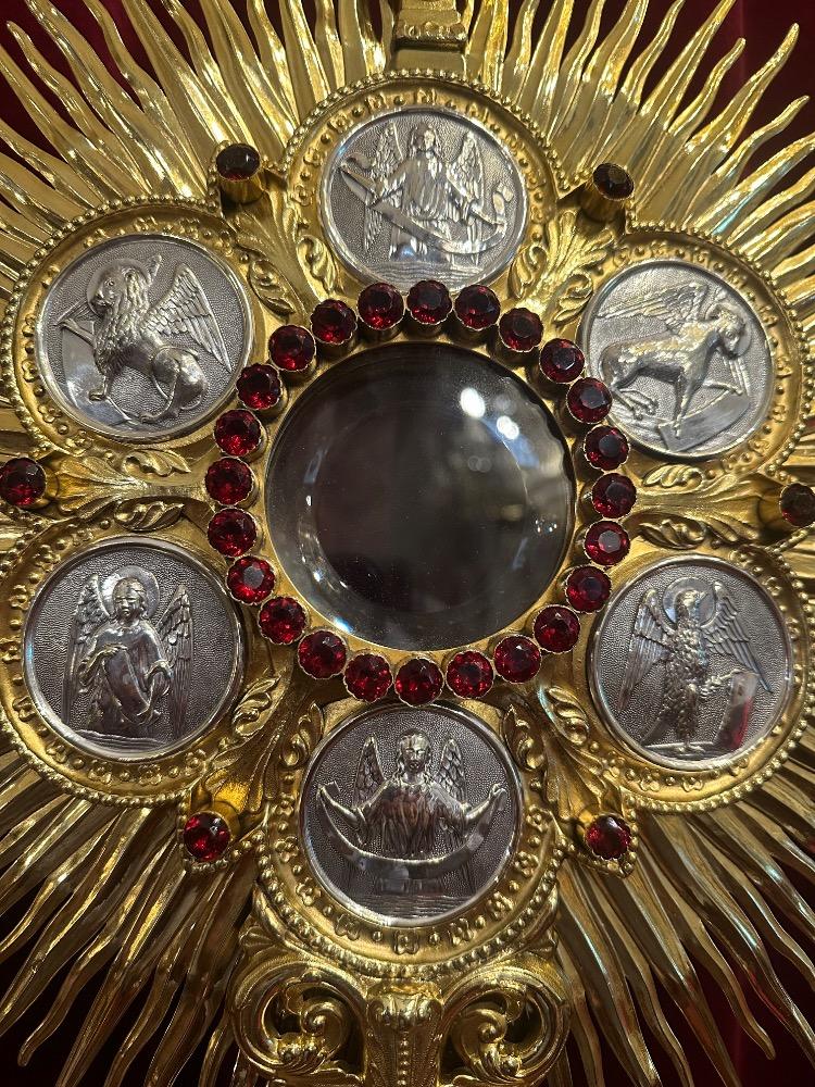 1 Classicistic Monstrance With Orignal Full Silver Lunula & Case. By: Thiery - Paris