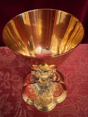 Chalice With Original Case style Gothic - Style en Brass / Gilt / Enamel / Silver Cuppa, Belgium  19 th century