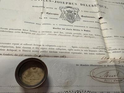1  Reliquary - Relic Ex Ossibus St. Anna Galeria Faustina Italy. Second Century After Christ. With Original Document