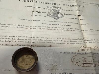 1  Reliquary - Relic Ex Ossibus St. Anna Galeria Faustina Italy. Second Century After Christ. With Original Document