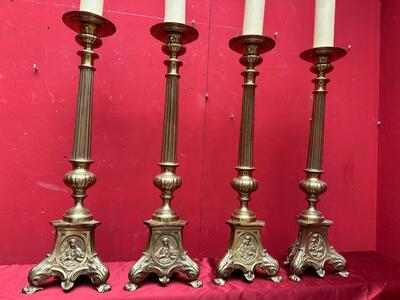 4 Gothic - style Matching Candle Holders Measures Without Pin & Candle