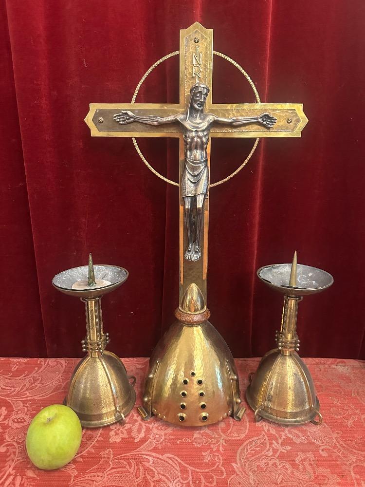 Set art - deco Matching Candle With Cross