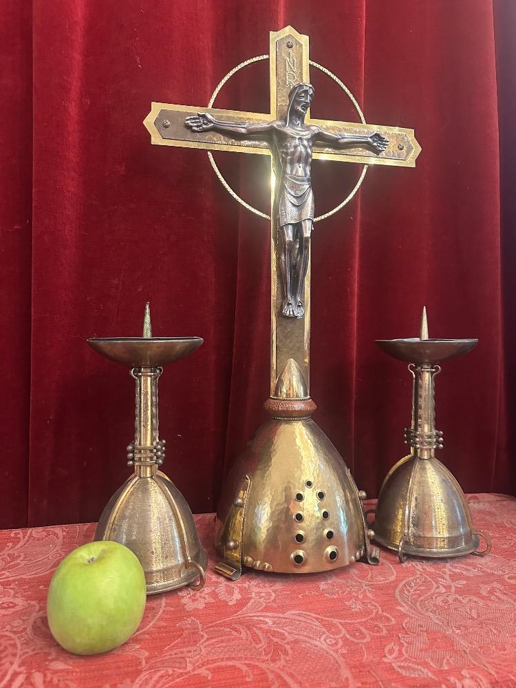 Set art - deco Matching Candle With Cross