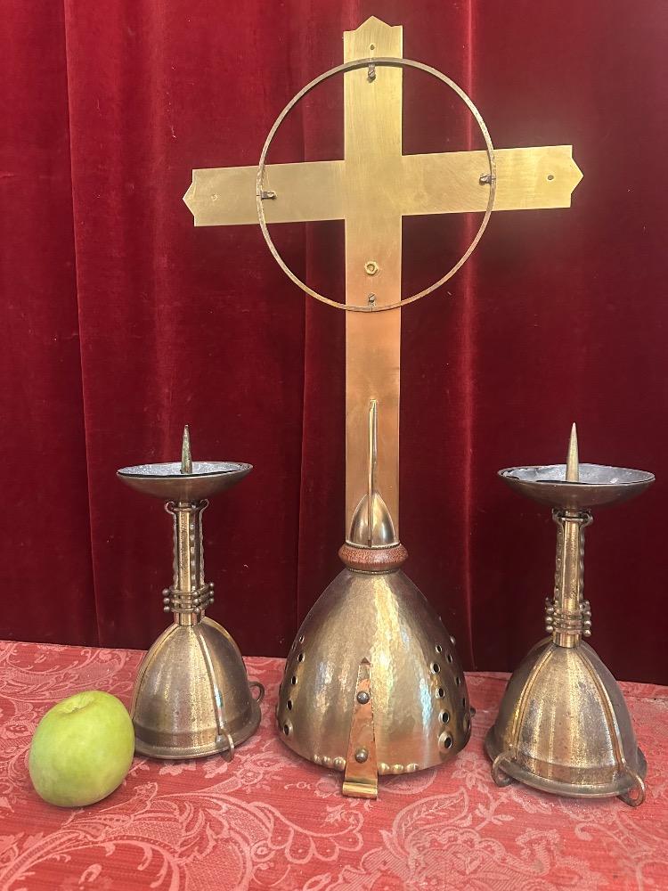 Set art - deco Matching Candle With Cross