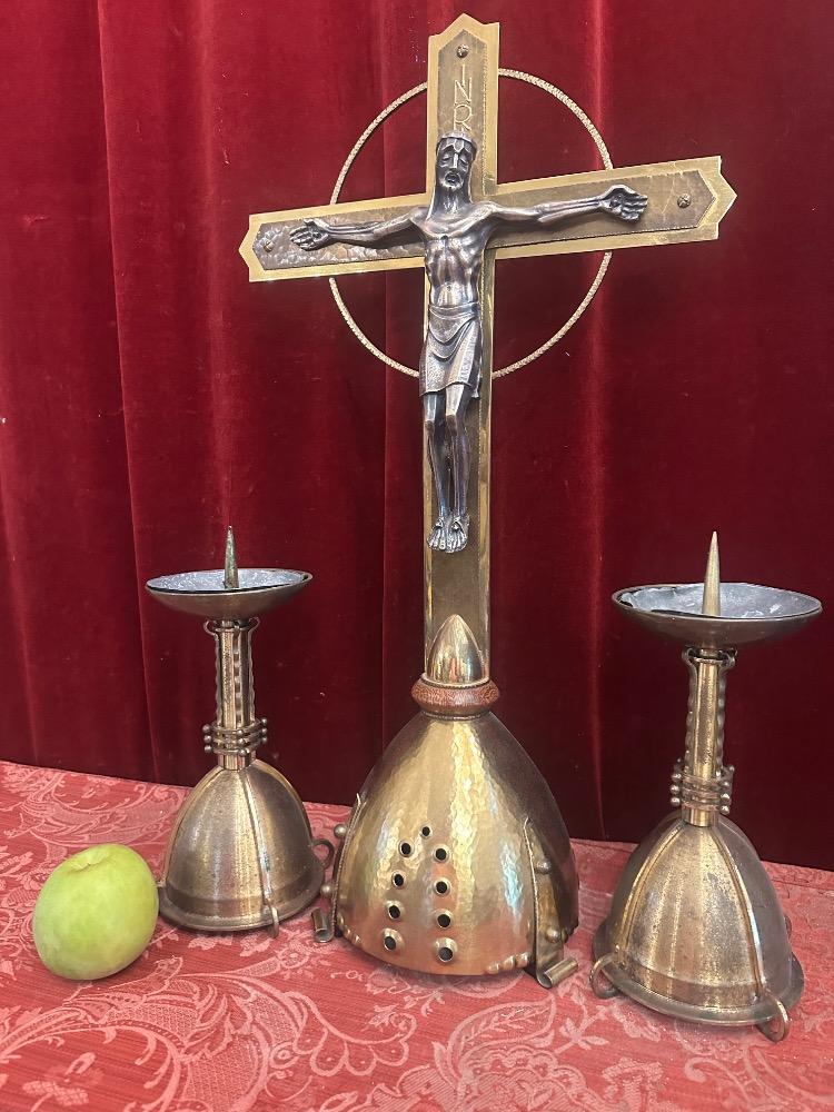 Set art - deco Matching Candle With Cross