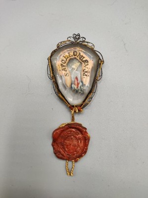 A Stunning Rock Crystal Reliquary Containing An Ex-Ossibus Relic Of St. Apollonia.   en Rock Crystal / Wax Seal, Italy  18 th century