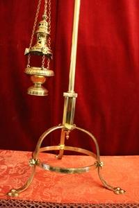 Adjustable Censor Stand Complete en Brass / Bronze / Polished / New Varnished, Belgium 19th century