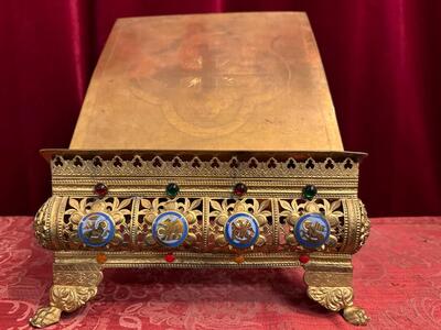 Adjustable Missal Stand en Brass / Gilt / Enamel / Stones, France 19 th century ( Anno 1875 )