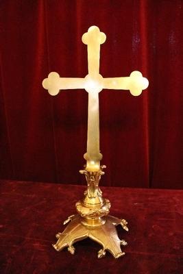 Altar - Cross en Full Bronze / Polished and Varnished, France 19th century