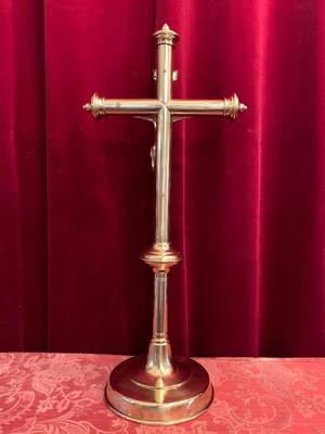 Altar - Cross en Brass / Polished / New Varnished, Belgium 19th century