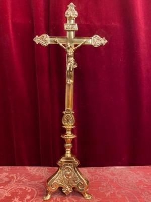 Altar - Cross en Brass / Polished / New Varnished, Belgium 19th century ( anno 1890 )