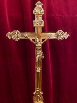 Altar - Cross en Brass / Polished / New Varnished, Belgium 19th century ( anno 1890 )