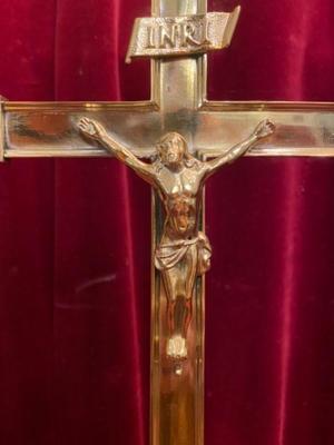 Altar - Cross en Brass / Polished / New Varnished, Belgium 19th century ( anno 1890 )