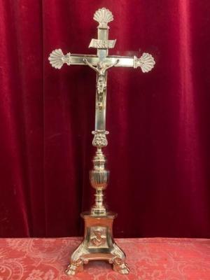 Altar - Cross en Bronze / Polished and Varnished, Belgium 19 th century ( Anno 1890 )