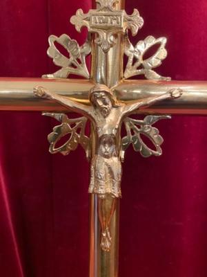 Altar - Cross en Bronze / Polished and Varnished, France 19 th century ( Anno 1875 )