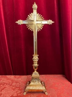 Altar - Cross en Bronze / Polished and Varnished, Belgium 19 th century