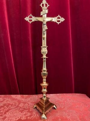 Altar - Cross en Bronze / Polished and Varnished, Belgium 19 th century