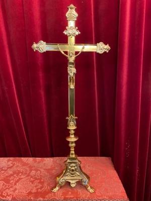 Altar - Cross en Bronze / Polished and Varnished, Belgium 19 th century