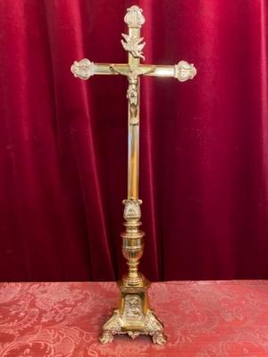 Altar - Cross en Brass Bronze / Polished and Varnished, France 19 th century