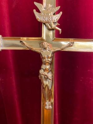 Altar - Cross en Brass Bronze / Polished and Varnished, France 19 th century