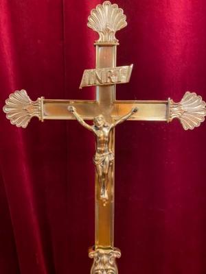 Altar - Cross en Brass Bronze / Polished and Varnished, France 19 th century