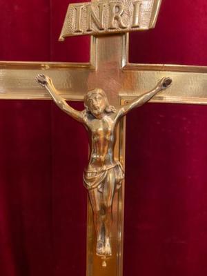 Altar - Cross en Brass Bronze / Polished and Varnished, France 19 th century