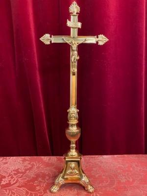 Altar - Cross en Brass Bronze / Polished and Varnished, France 19 th century