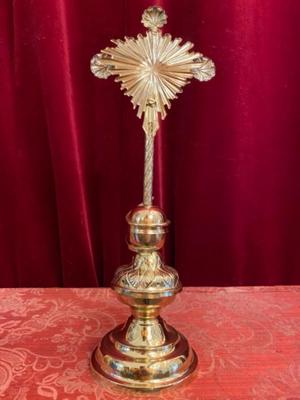 Altar - Cross en Bronze / Polished and Varnished, Belgium 19 th century