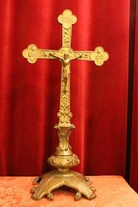 Altar - Cross en Brass / Bronze, Belgium 19th century