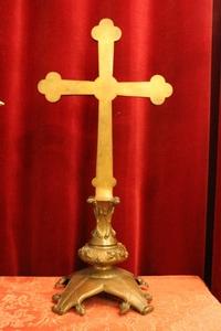 Altar - Cross en Brass / Bronze, Belgium 19th century