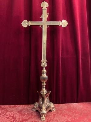 Altar - Cross en Bronze / Polished and Varnished, Belgium 19th century