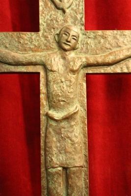 Altar - Cross High Quality Cast From A Hand Made Mold en Solid Full Bronze, Dutch 20th century ( anno 1960 )