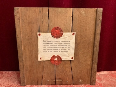 Altar Stone With Relics & Original Documentation Sealed en Oak Wood / Marble, Bratislava Slowakia anno 1907