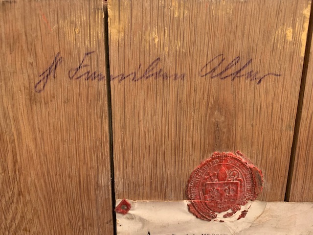 1  Altar Stone With Relics & Original Documentation Sealed En Oak Wood / Stone