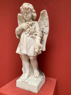 Angel en Carrara Marble, France 19th century ( anno 1890 )