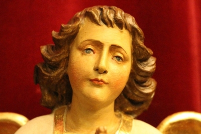 Angel en hand-carved wood polychrome, Southern Germany 20th century