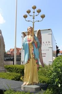 Angel. Measures Without Torch: 108 Cm en plaster polychrome, France 19th century