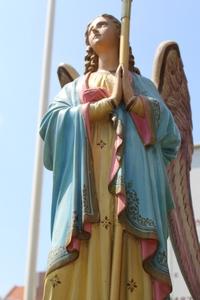 Angel. Measures Without Torch: 108 Cm en plaster polychrome, France 19th century