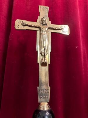 Altar - Cross style art - deco en Bronze / Ebony Wood, Netherlands  20 th century ( Anno 1930 )