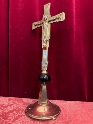 Altar - Cross style art - deco en Bronze / Ebony Wood, Netherlands  20 th century ( Anno 1930 )