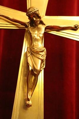 Altar - Cross High Quality style ART - DECO en Bronze - Brass - Gilt, Belgium 20th century ( anno 1950 )