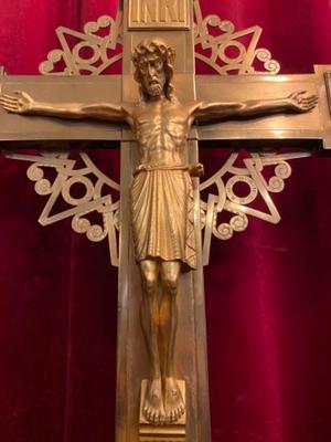 Exceptional Altar Cross style art - deco en Brass / Bronze / Stones, Netherlands  20th Century ( 1930 )