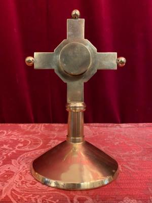 Reliquary - Relic Of The True Cross Originally Sealed style art - deco en Brass / Bronze , France 20th century ( 1935 ) Relic 19th Century ( 1850 )